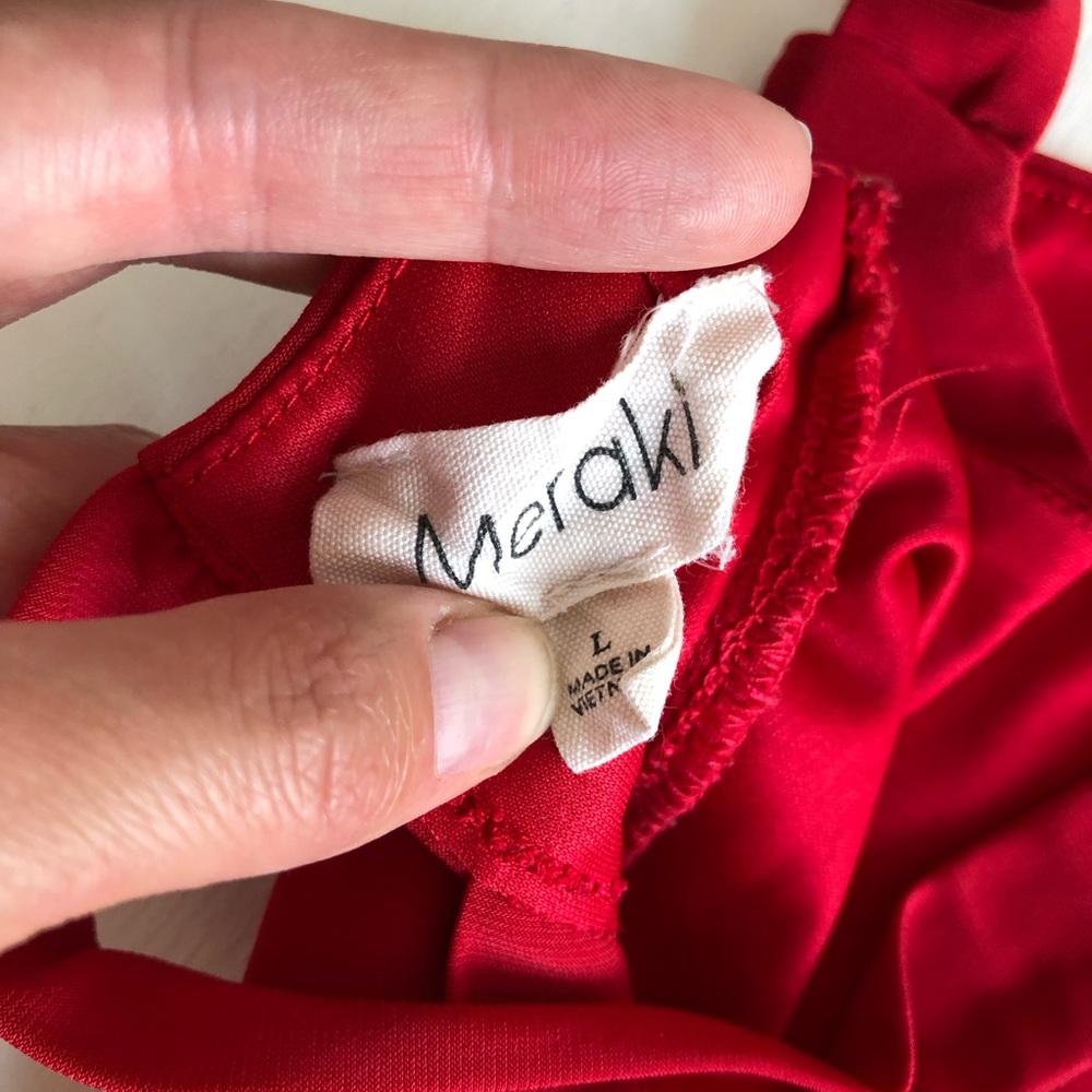 Meraki red crop top that cross crosses in the back size L Large - Picture 5 of 9